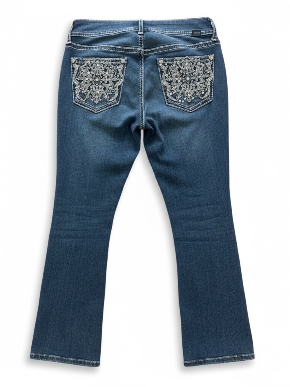Apt. 9 Y2K Embellished Low Rise Bootcut Jeans Raw Hem Sz 4